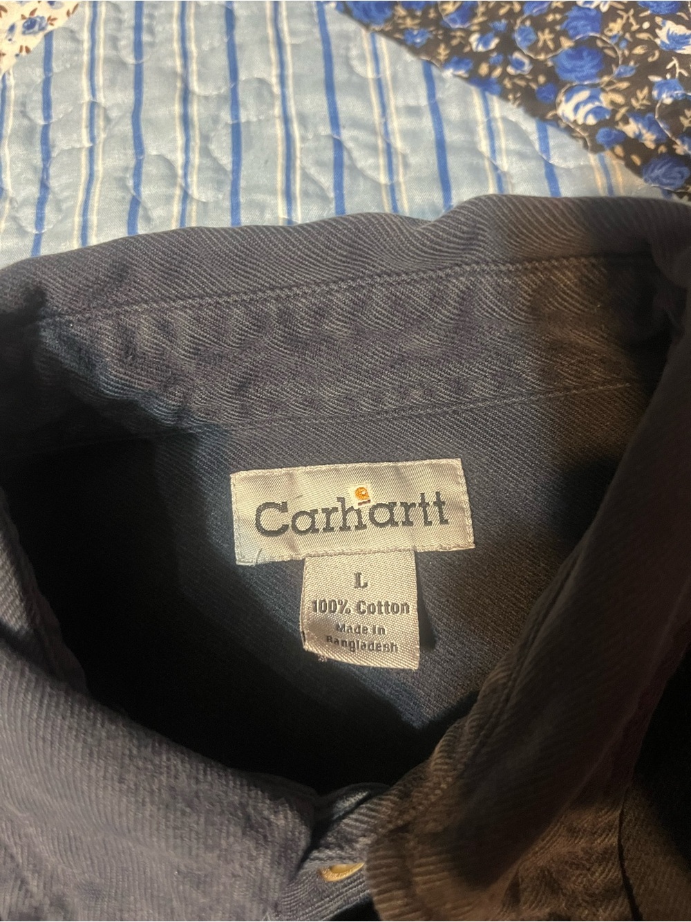Carhartt Men's Navy Button-Down Canvas Work Shirt Large - Picture 3 of 7